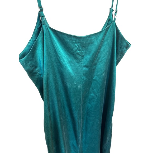 Reformation Emerald Green Satin Slip Dress Midi with Slit Evening Cocktail Party - Picture 7 of 9